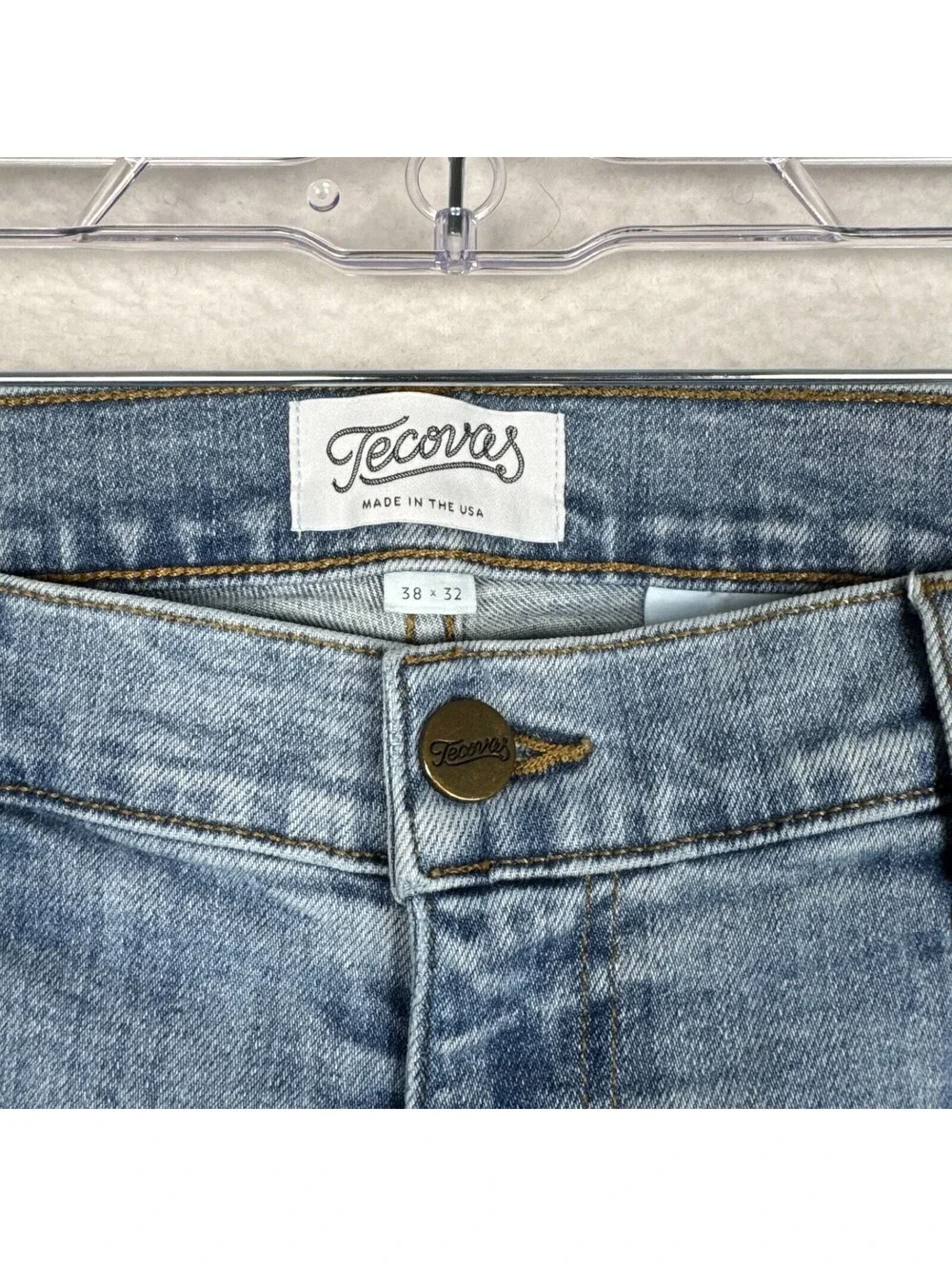 Tecovas Mens 38x30 Slim Straight Light Blue Wash Stretch Denim Jeans Western